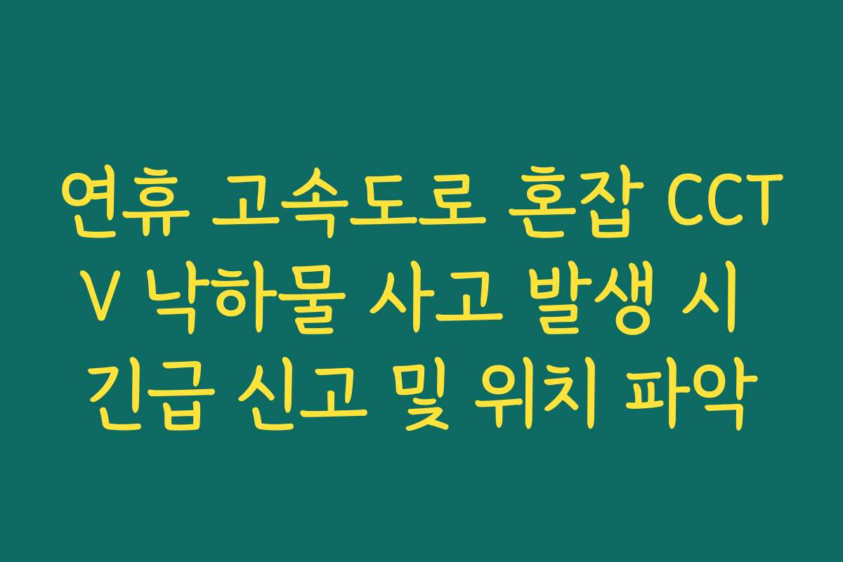 연휴 고속도로 혼잡 CCTV 낙하물 사고 발생 시 긴급 신고 및 위치 파악