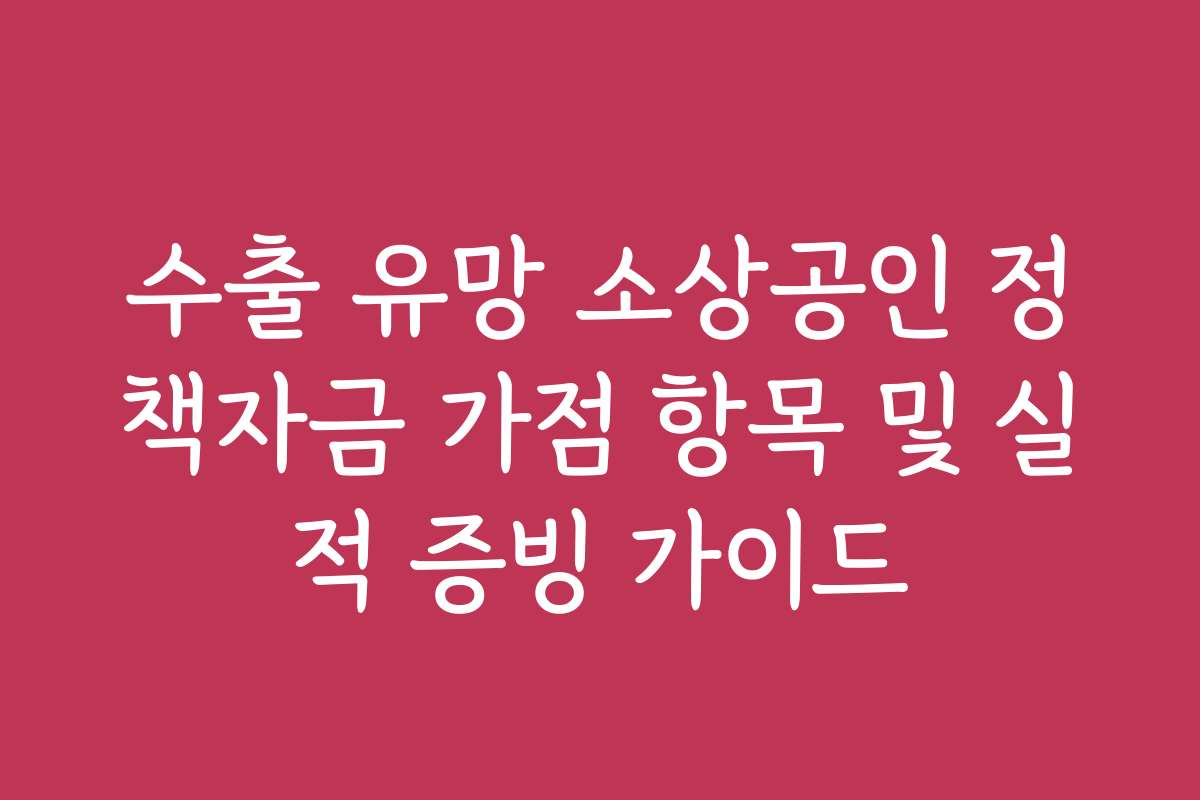 수출 유망 소상공인 정책자금 가점 항목 및 실적 증빙 가이드 수출 유망 소상공인 정책자금 가점 항목 및 실적 증빙 가이드
