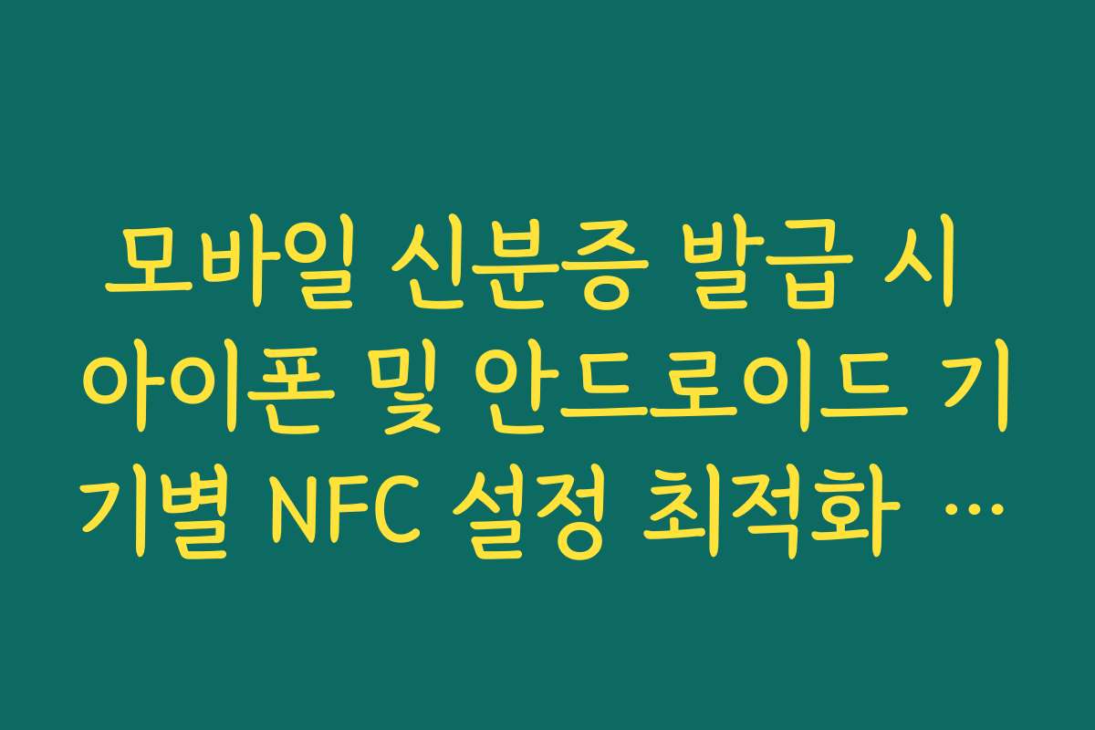 모바일 신분증 발급 시 아이폰 및 안드로이드 기기별 NFC 설정 최적화 가이드