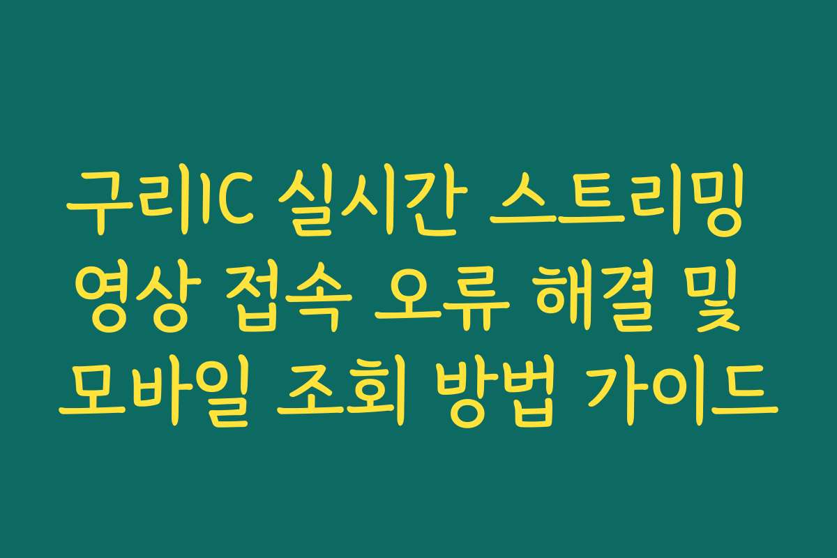 구리IC 실시간 스트리밍 영상 접속 오류 해결 및 모바일 조회 방법 가이드