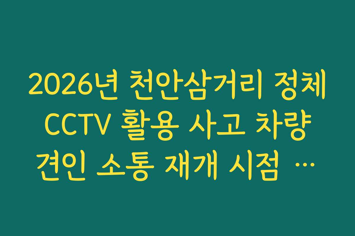2026년 천안삼거리 정체 CCTV 활용 사고 차량 견인 소통 재개 시점 가이드