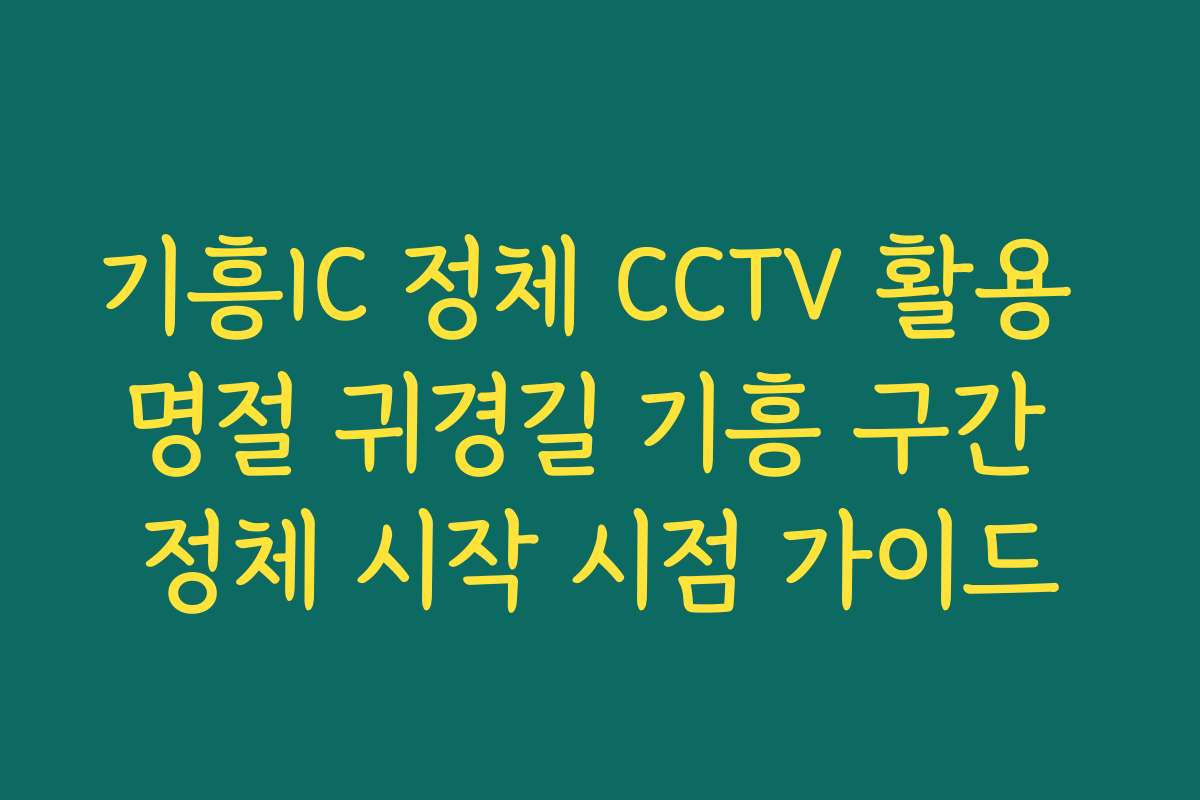 기흥IC 정체 CCTV 활용 명절 귀경길 기흥 구간 정체 시작 시점 가이드