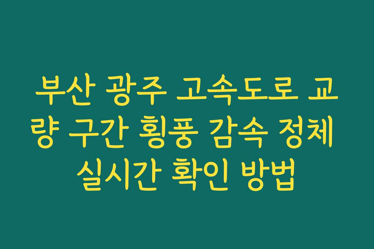 부산 광주 고속도로 교량 구간 횡풍 감속 정체 실시간 확인 방법