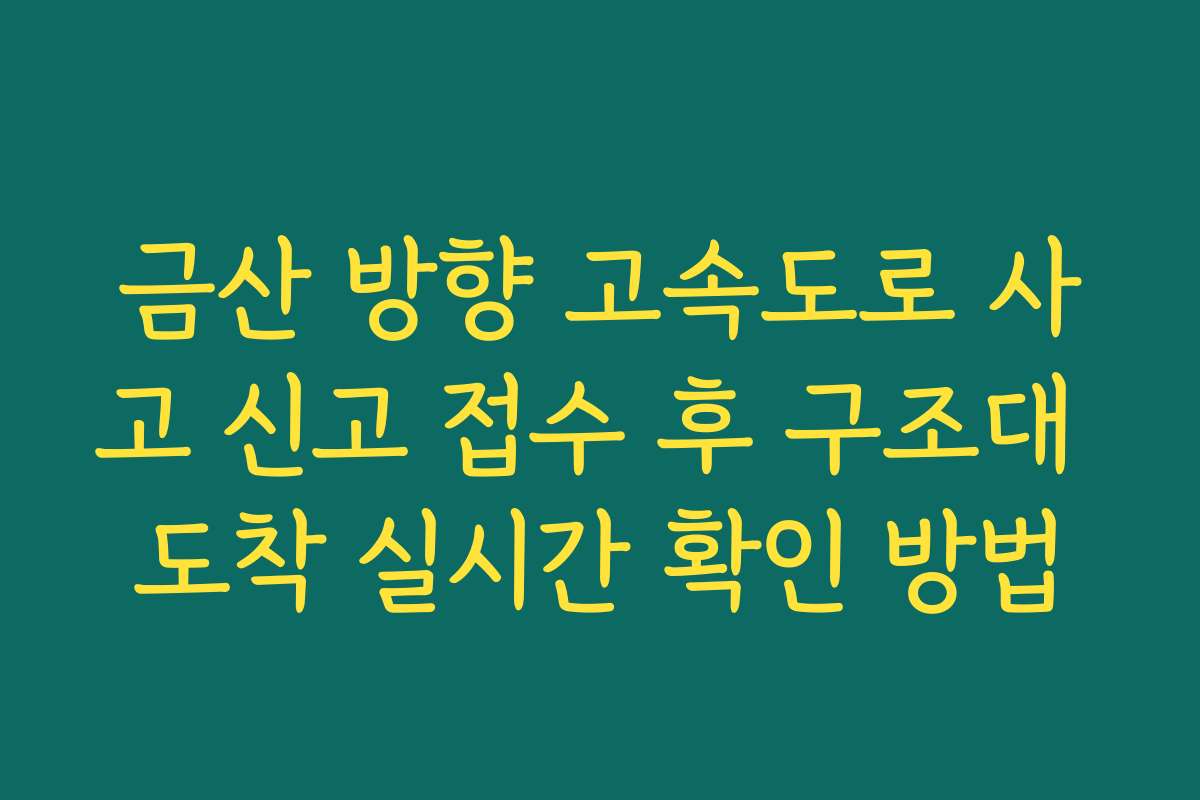 금산 방향 고속도로 사고 신고 접수 후 구조대 도착 실시간 확인 방법