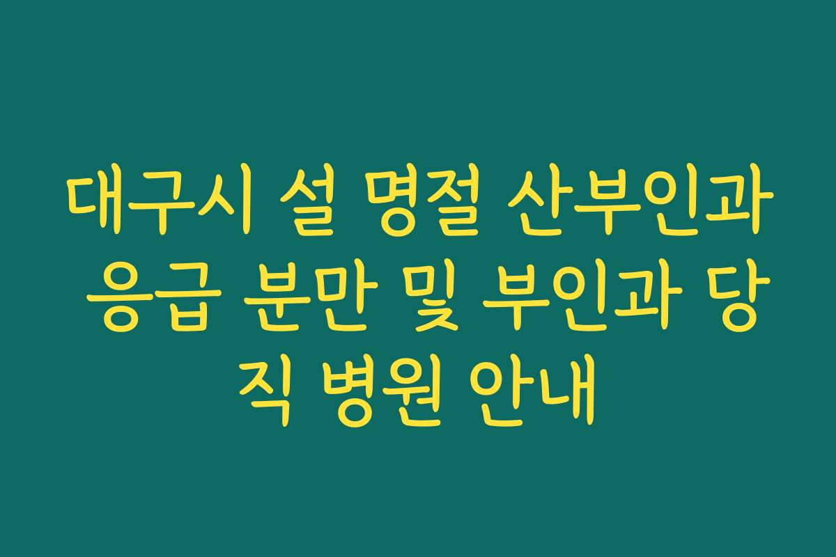 대구시 설 명절 산부인과 응급 분만 및 부인과 당직 병원 안내