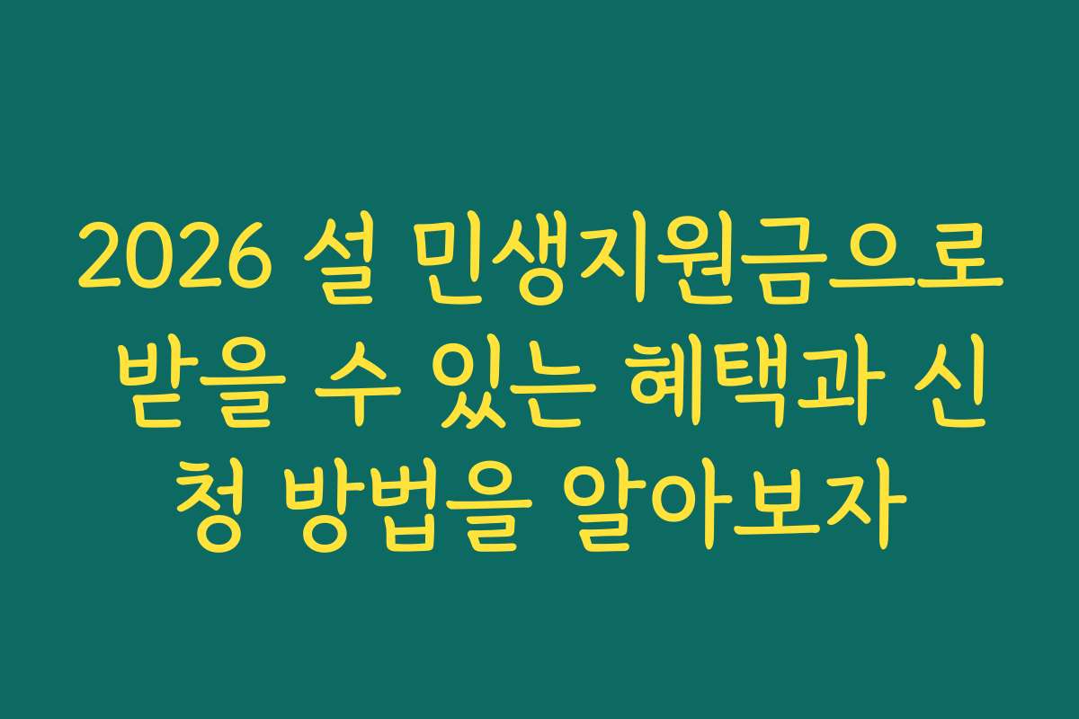 2026 설 민생지원금으로 받을 수 있는 혜택과 신청 방법을 알아보자