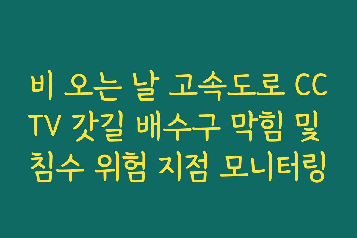 비 오는 날 고속도로 CCTV 갓길 배수구 막힘 및 침수 위험 지점 모니터링 비 오는 날 고속도로 CCTV 갓길 배수구 막힘 및 침수 위험 지점 모니터링