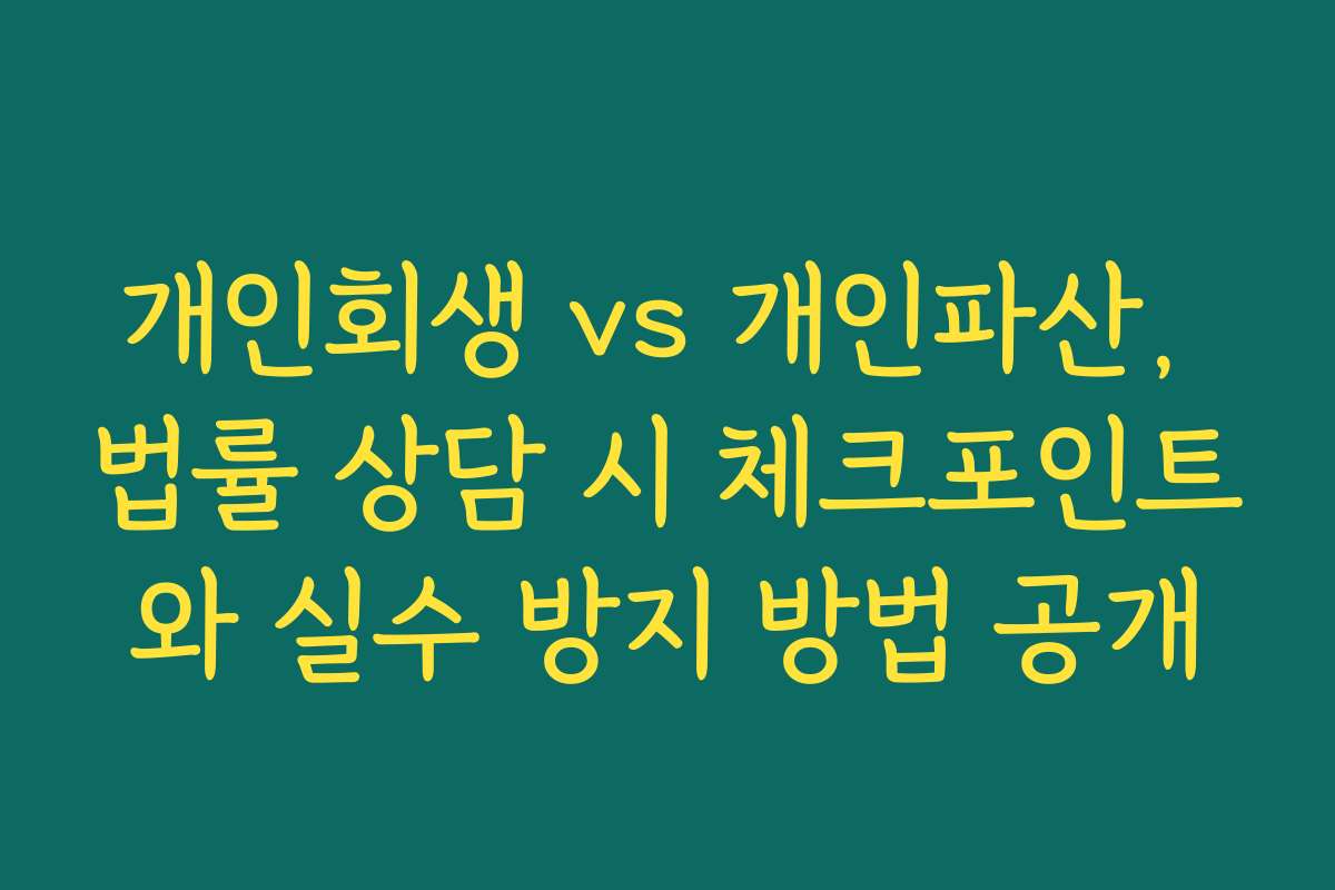 개인회생 vs 개인파산, 법률 상담 시 체크포인트와 실수 방지 방법 공개
