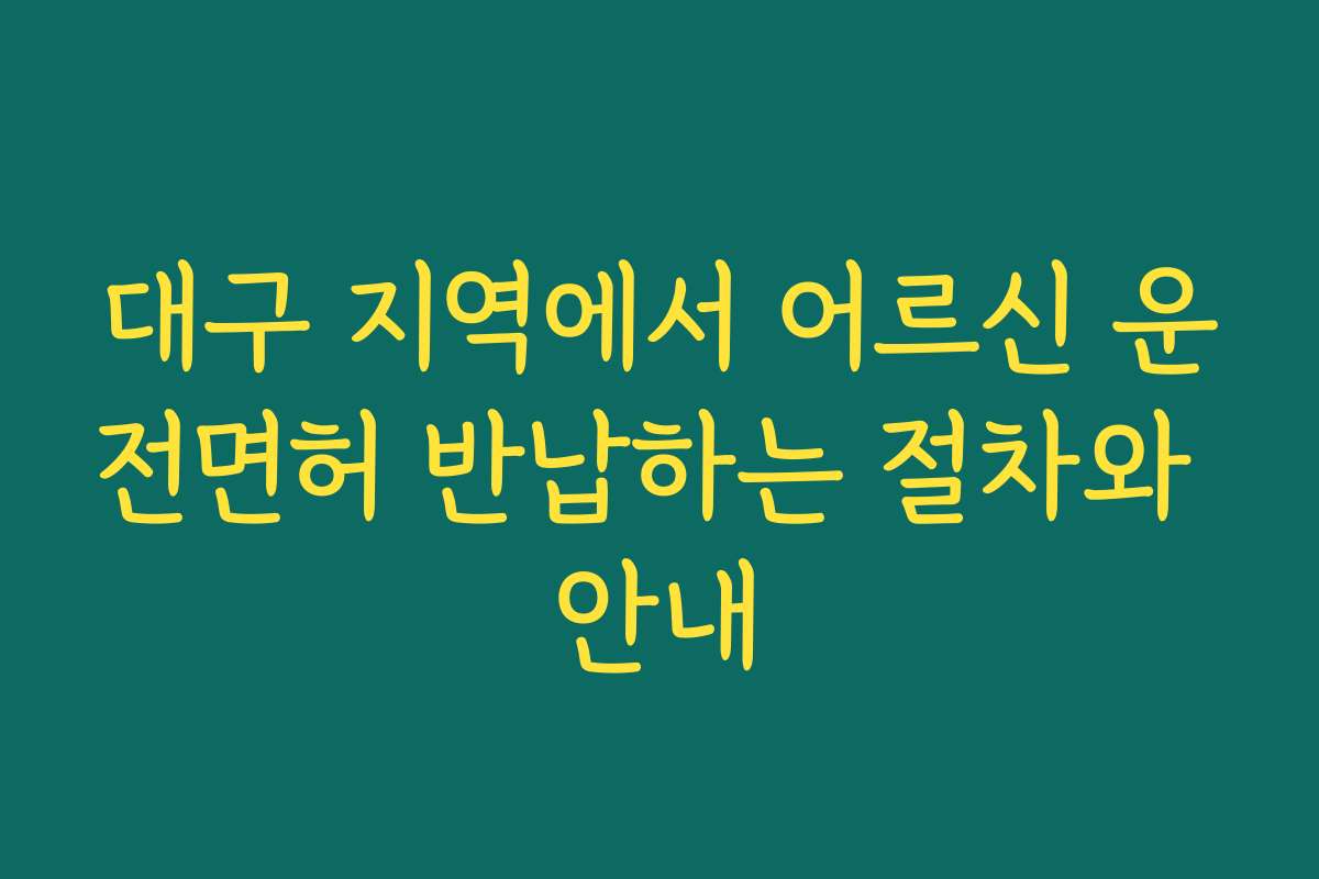 대구 지역에서 어르신 운전면허 반납하는 절차와 안내