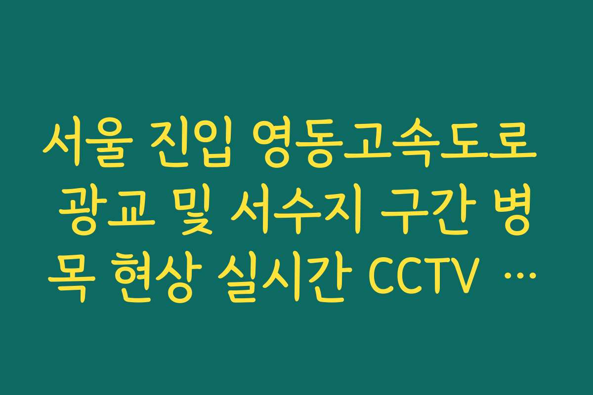 서울 진입 영동고속도로 광교 및 서수지 구간 병목 현상 실시간 CCTV 확인