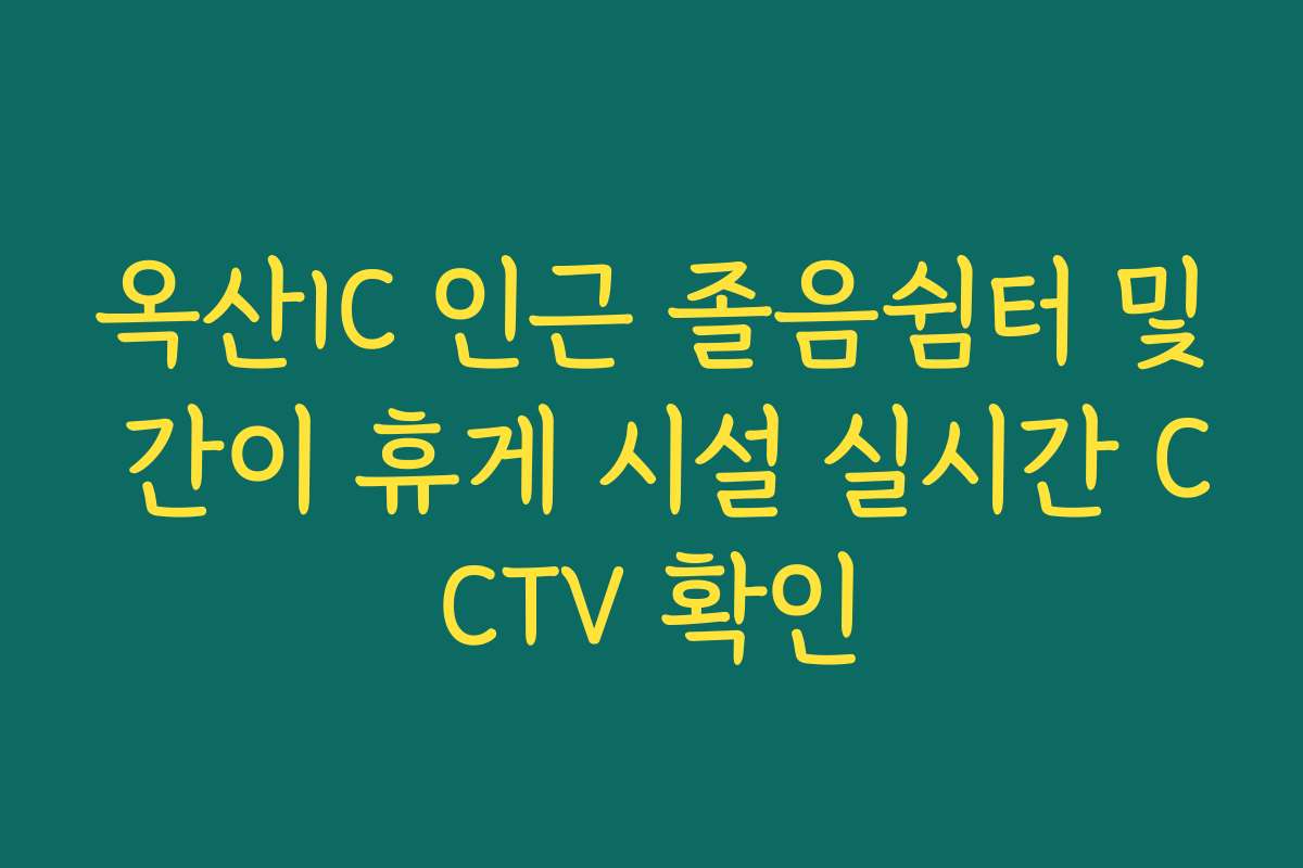 옥산IC 인근 졸음쉼터 및 간이 휴게 시설 실시간 CCTV 확인