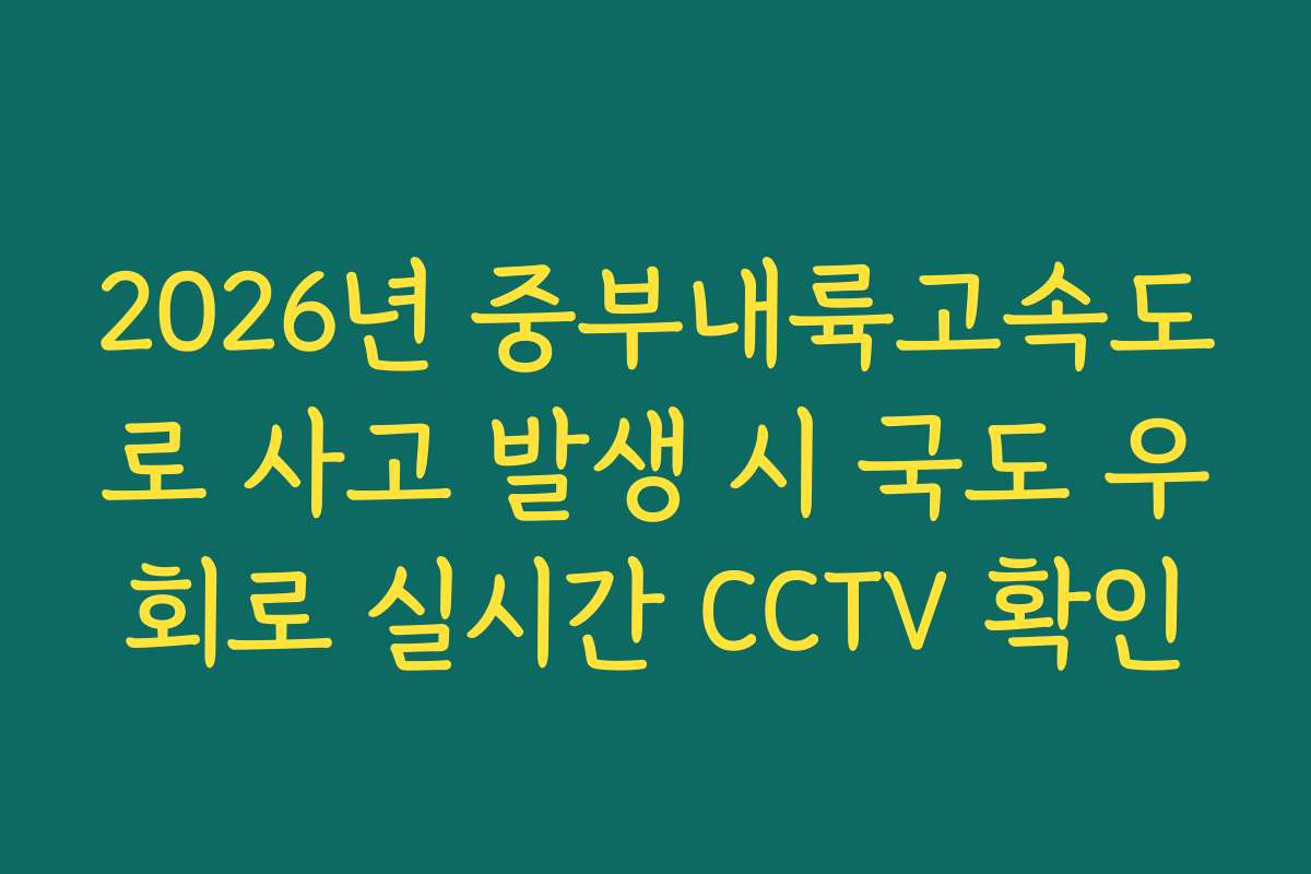 2026년 중부내륙고속도로 사고 발생 시 국도 우회로 실시간 CCTV 확인