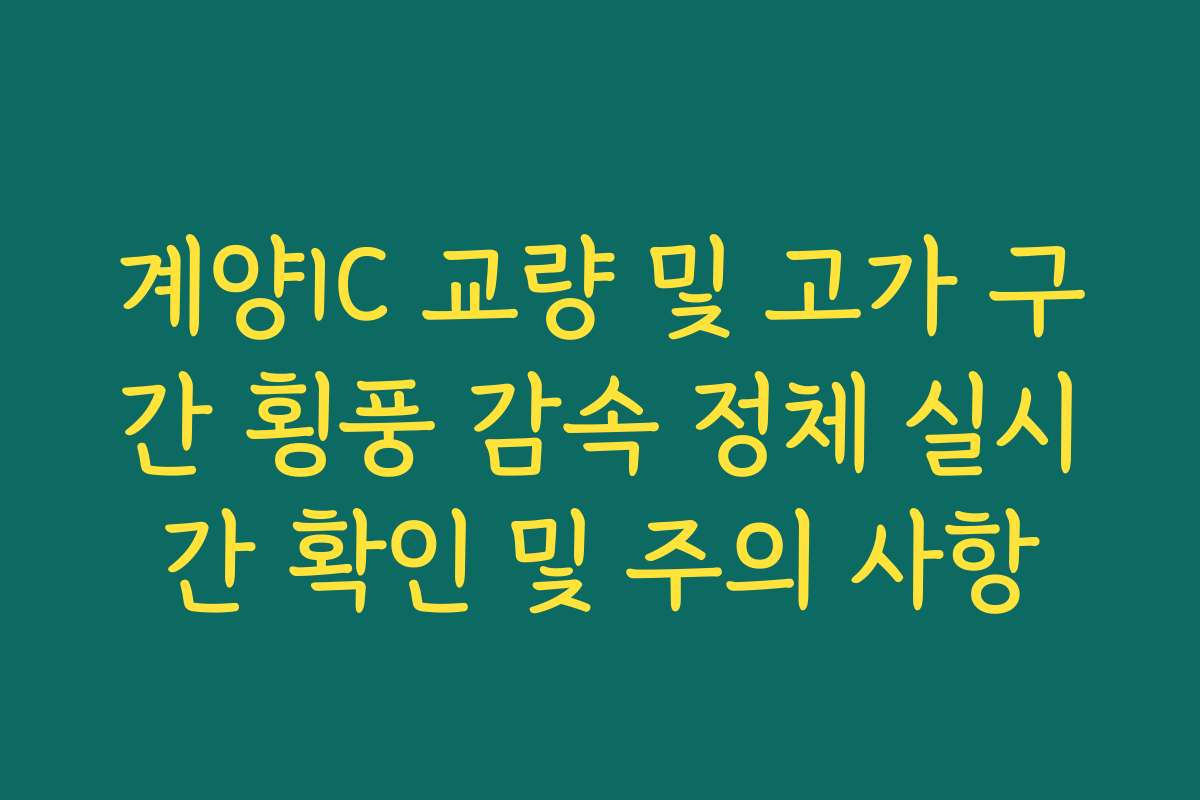 계양IC 교량 및 고가 구간 횡풍 감속 정체 실시간 확인 및 주의 사항 계양IC 교량 및 고가 구간 횡풍 감속 정체 실시간 확인 및 주의 사항