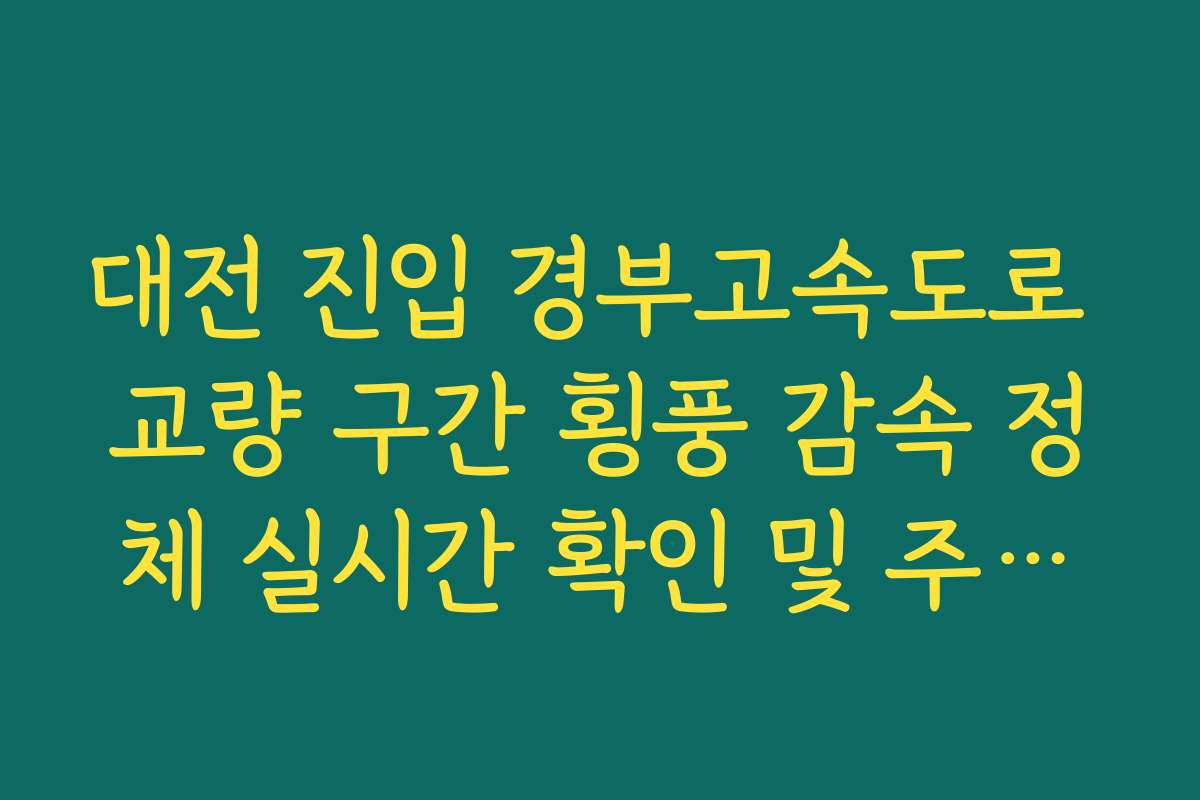 대전 진입 경부고속도로 교량 구간 횡풍 감속 정체 실시간 확인 및 주의법