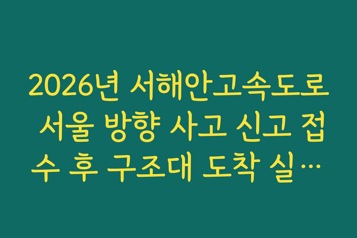 2026년 서해안고속도로 서울 방향 사고 신고 접수 후 구조대 도착 실시간 확인