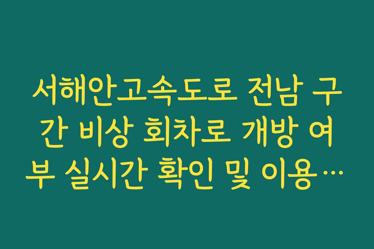 서해안고속도로 전남 구간 비상 회차로 개방 여부 실시간 확인 및 이용 가이드