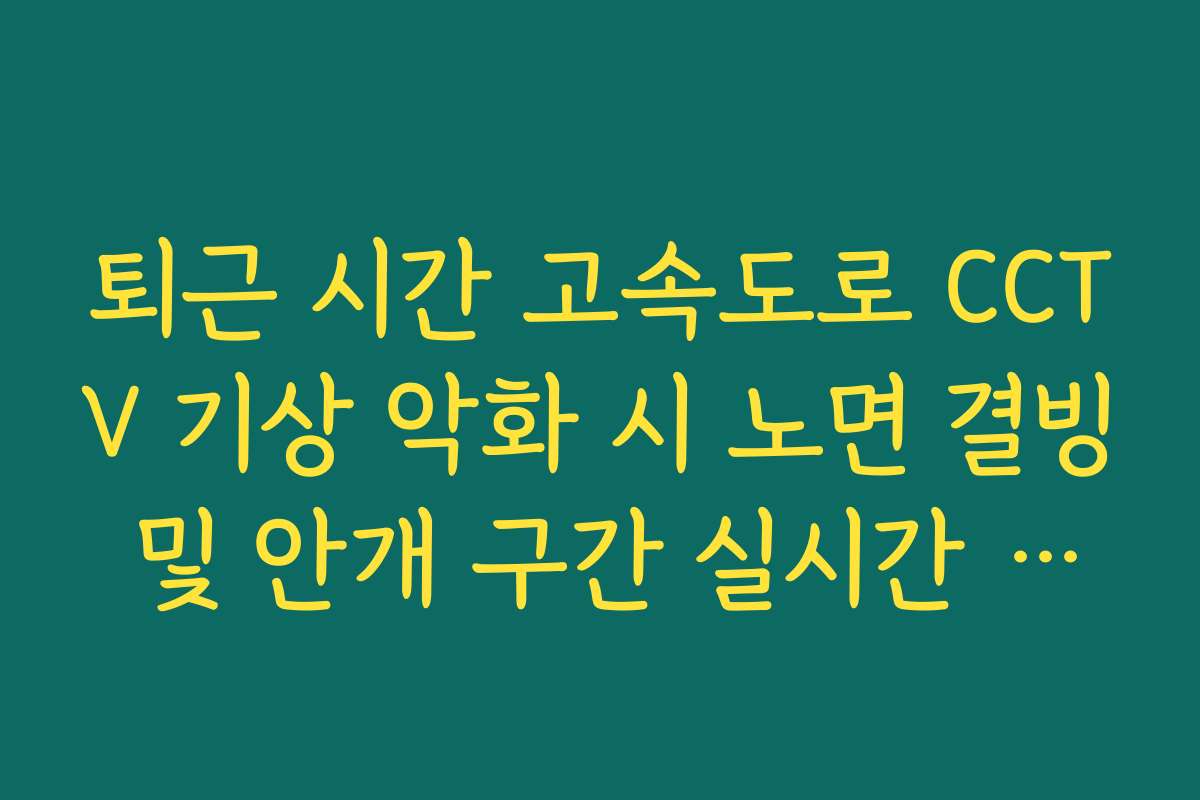 퇴근 시간 고속도로 CCTV 기상 악화 시 노면 결빙 및 안개 구간 실시간 확인 퇴근 시간 고속도로 CCTV 기상 악화 시 노면 결빙 및 안개 구간 실시간 확인