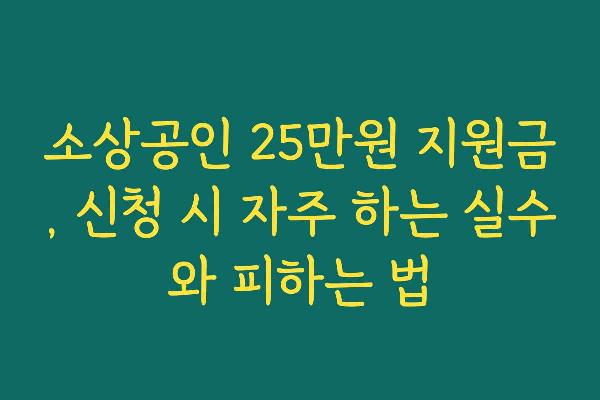 소상공인 25만원 지원금, 신청 시 자주 하는 실수와 피하는 법
