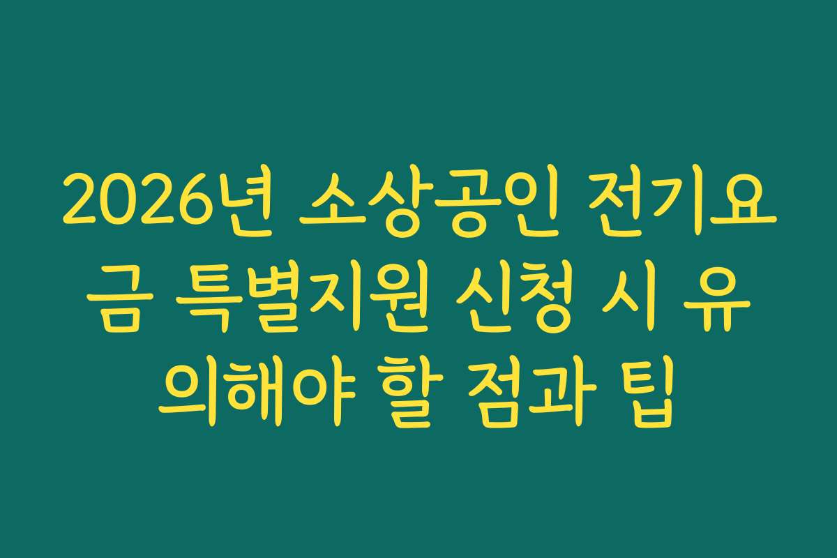 2026년 소상공인 전기요금 특별지원 신청 시 유의해야 할 점과 팁