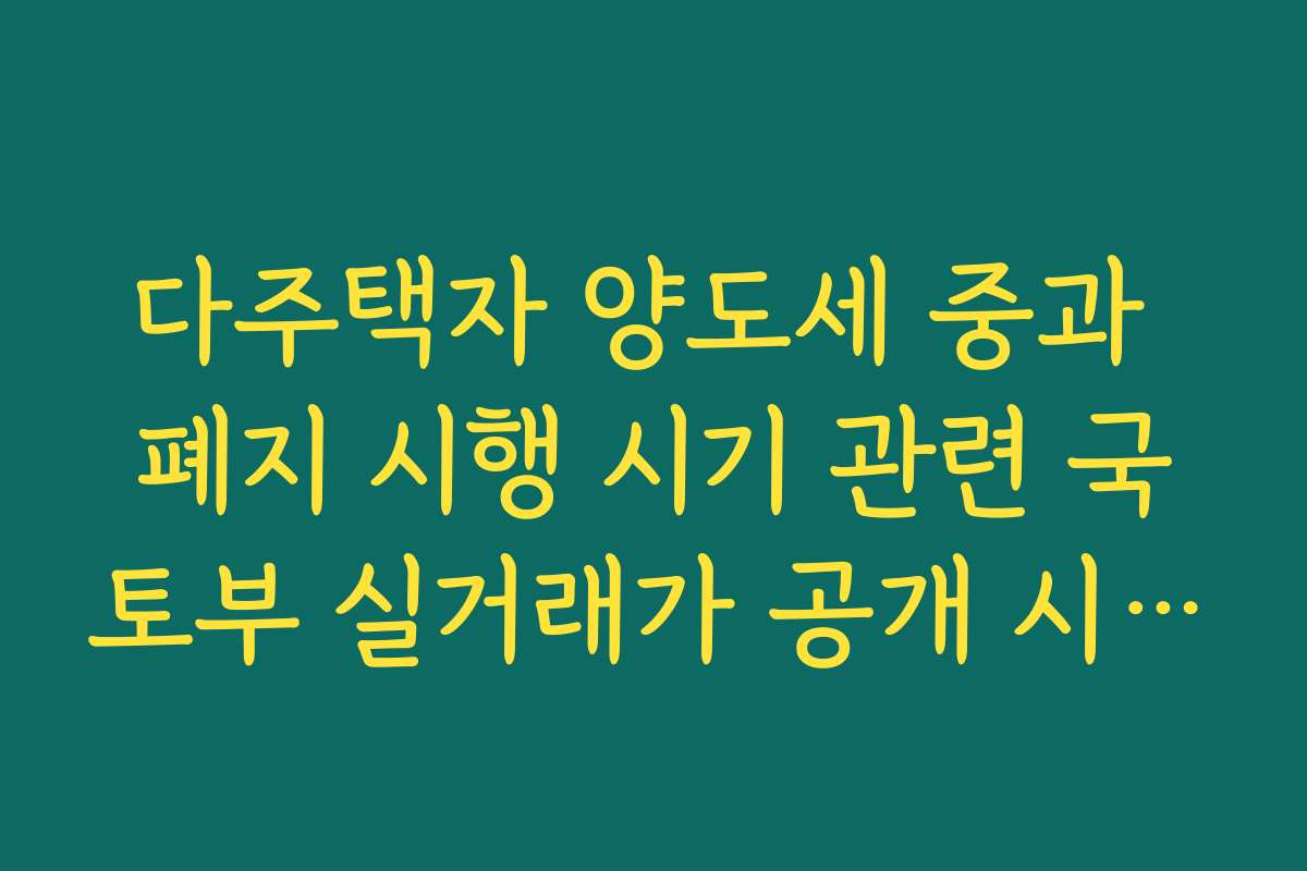 다주택자 양도세 중과 폐지 시행 시기 관련 국토부 실거래가 공개 시스템 활용