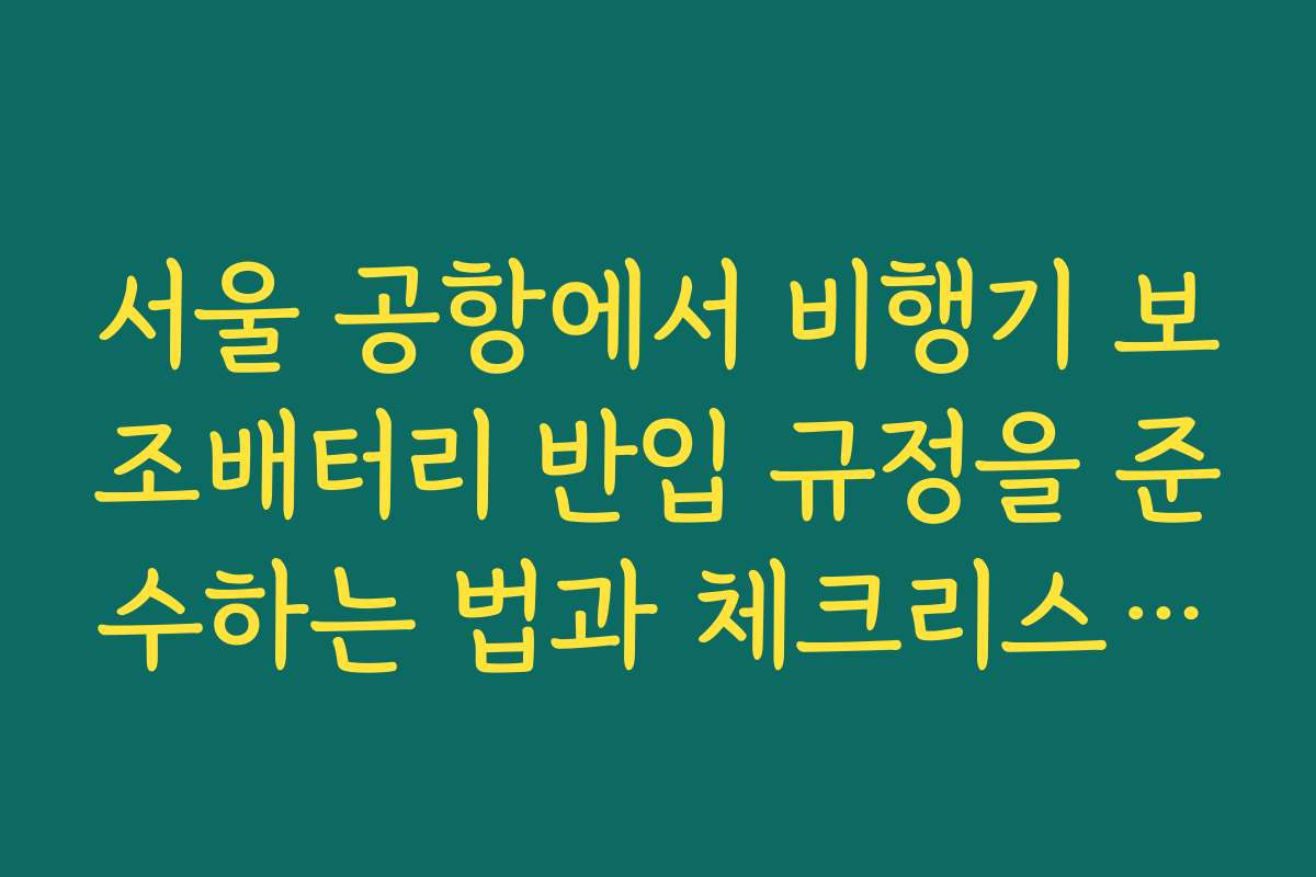 서울 공항에서 비행기 보조배터리 반입 규정을 준수하는 법과 체크리스트를 제공합니다