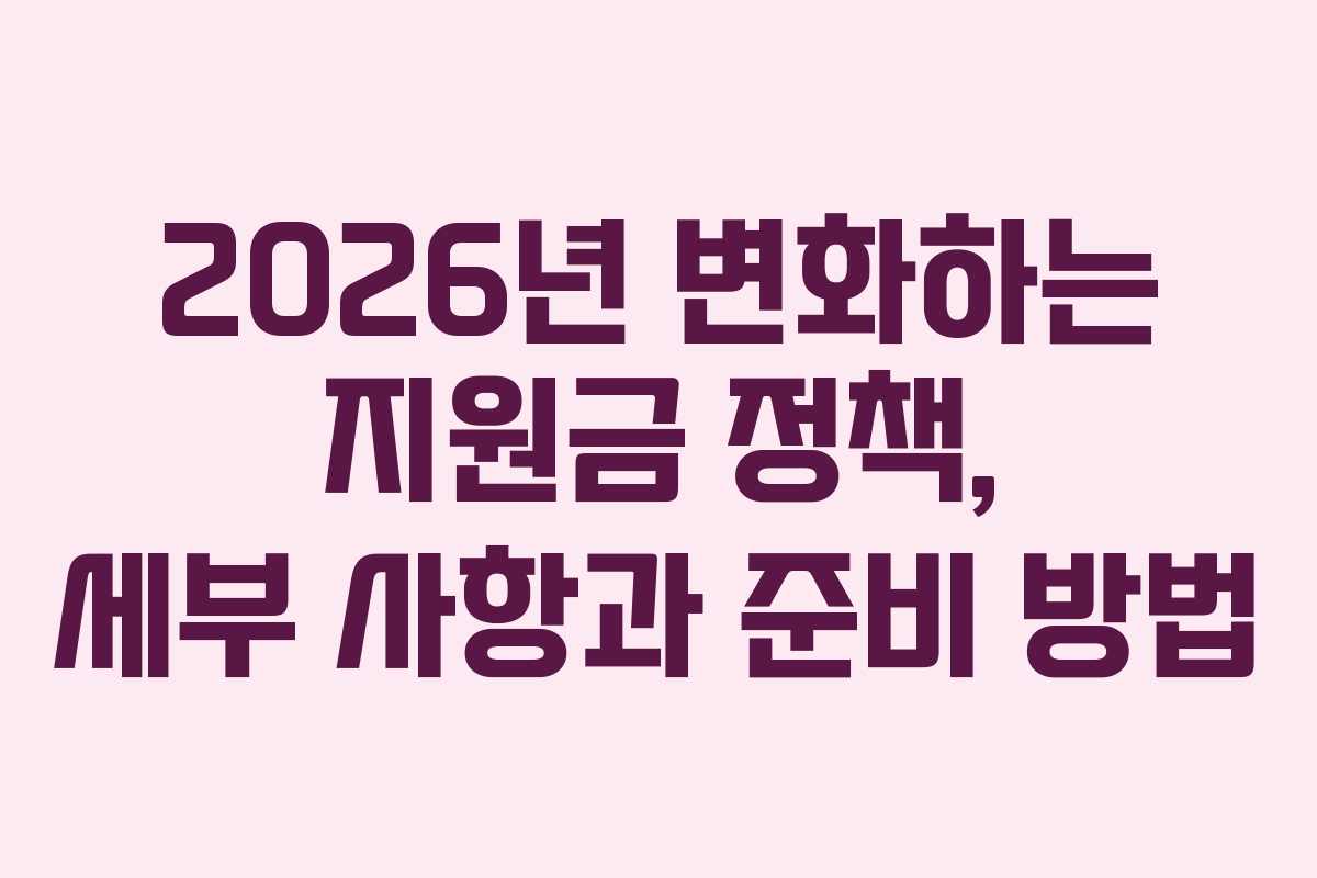 2026년 변화하는 지원금 정책, 세부 사항과 준비 방법