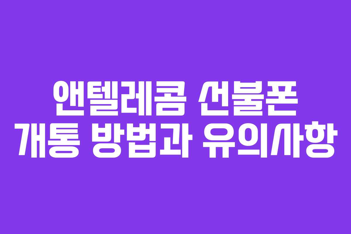 앤텔레콤 선불폰 개통 방법과 유의사항
