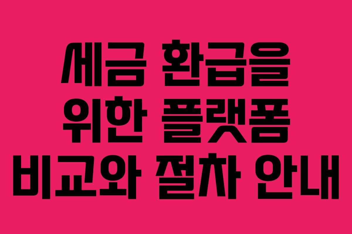 세금 환급을 위한 플랫폼 비교와 절차 안내