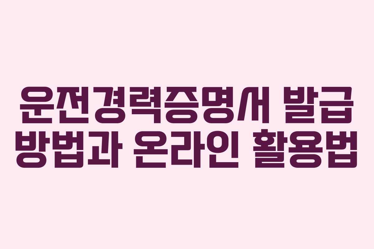 운전경력증명서 발급 방법과 온라인 활용법