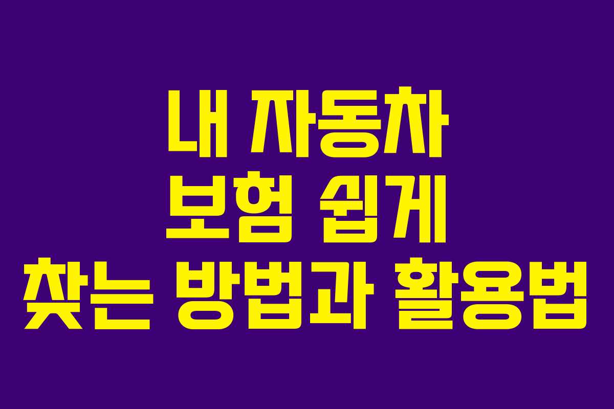 내 자동차 보험 쉽게 찾는 방법과 활용법