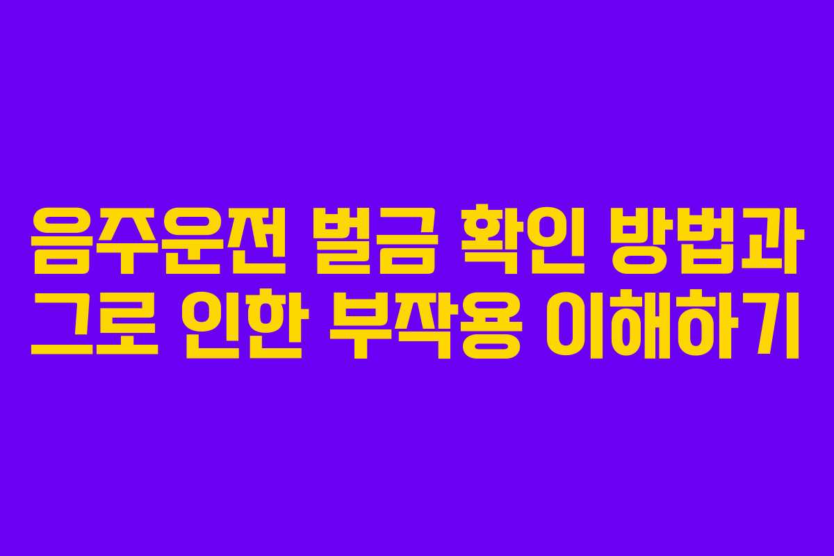 음주운전 벌금 확인 방법과 그로 인한 부작용 이해하기