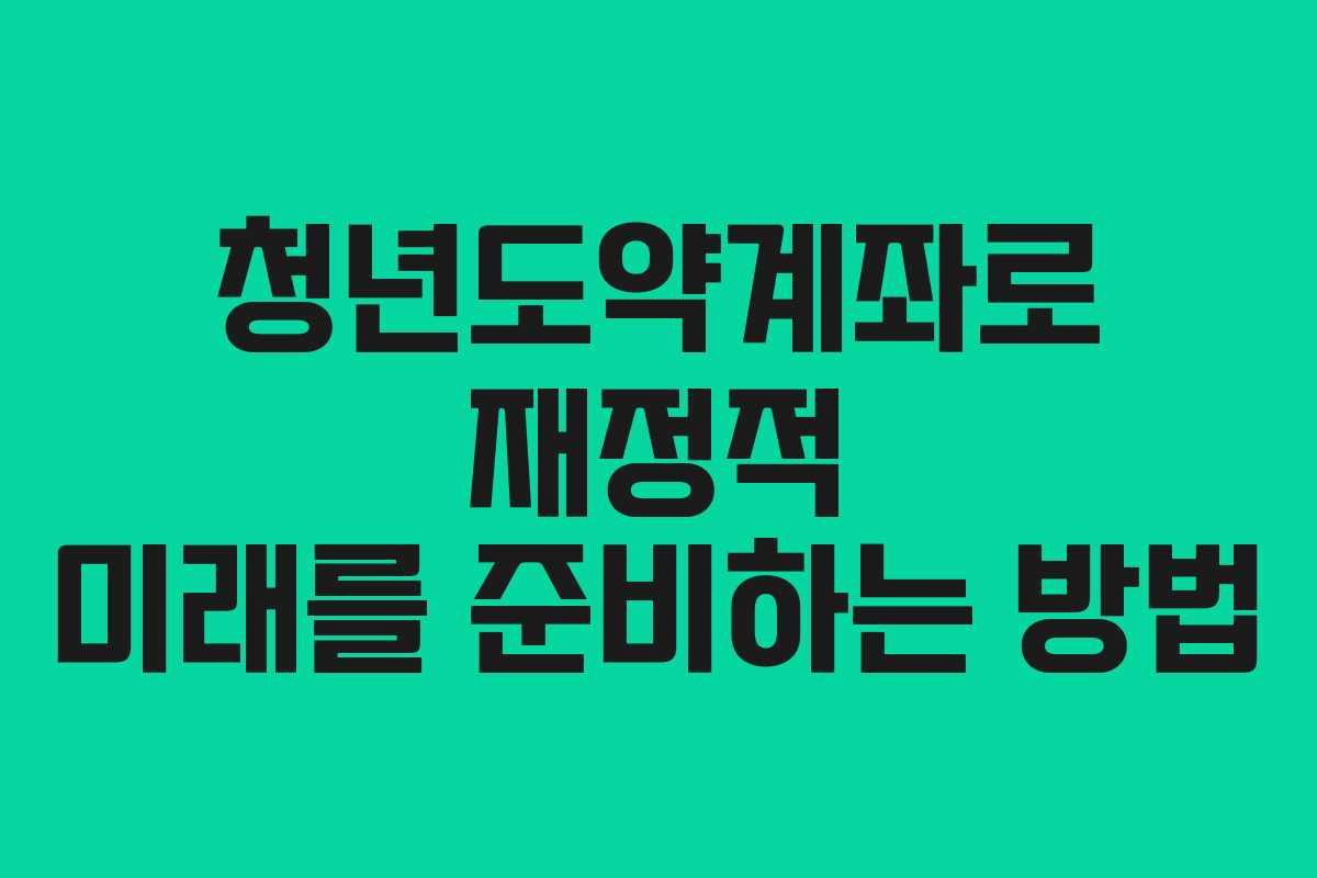 청년도약계좌로 재정적 미래를 준비하는 방법