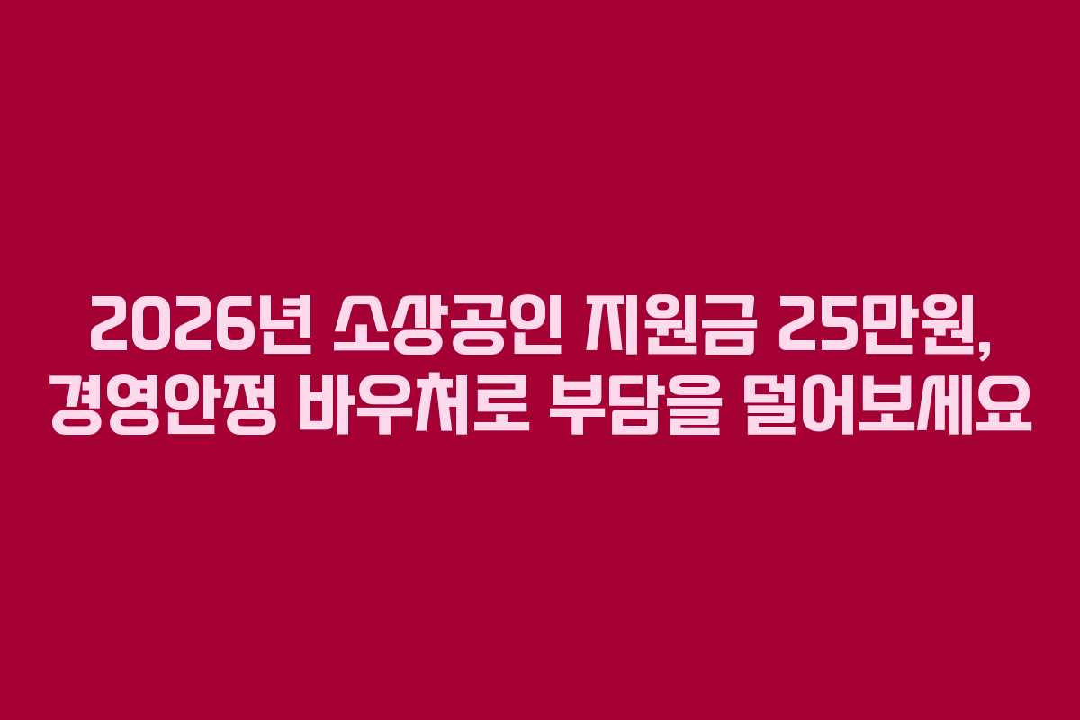 2026년 소상공인 지원금 25만원, 경영안정 바우처로 부담을 덜어보세요
