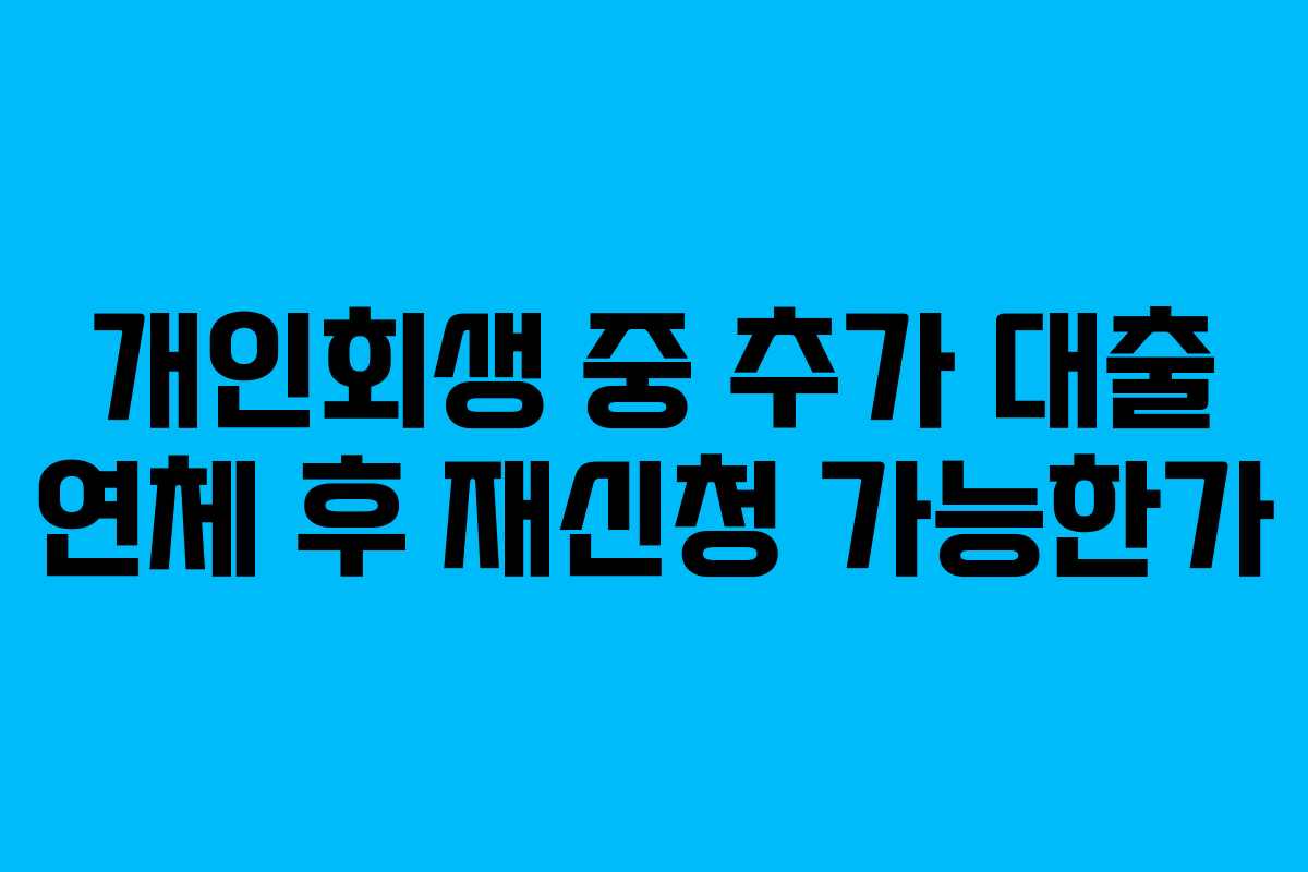 개인회생 중 추가 대출 연체 후 재신청 가능한가