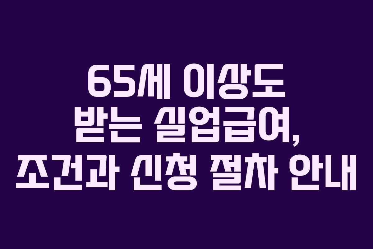 65세 이상도 받는 실업급여, 조건과 신청 절차 안내