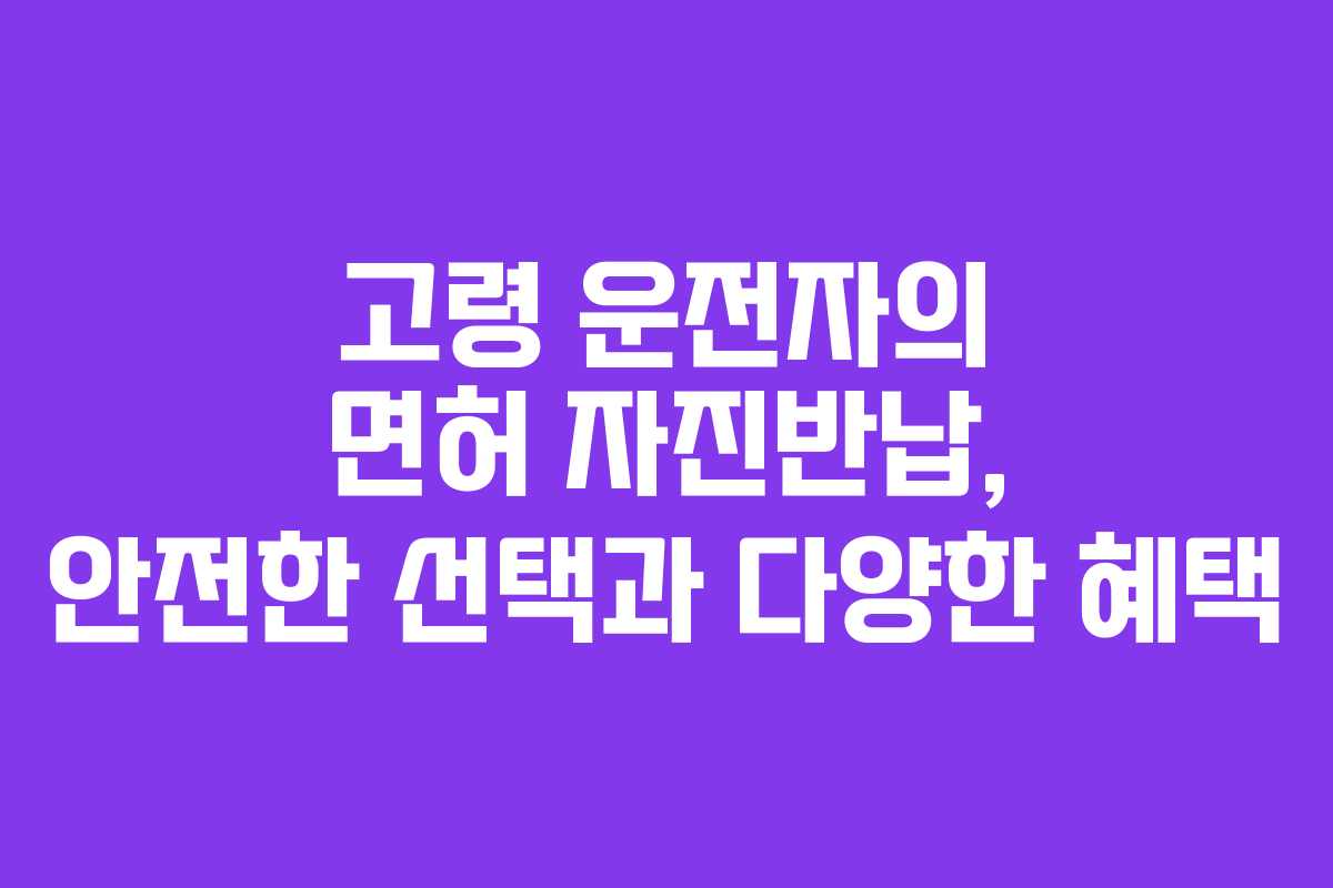 고령 운전자의 면허 자진반납, 안전한 선택과 다양한 혜택