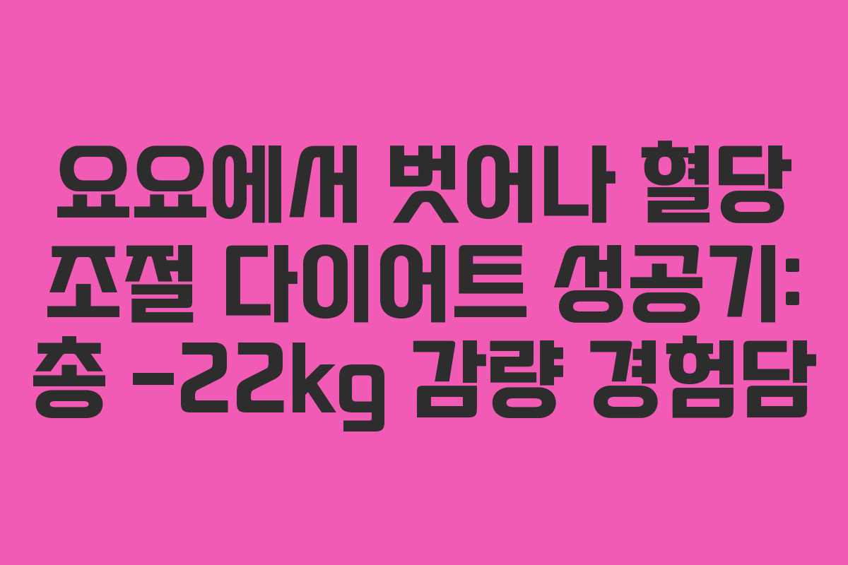 요요에서 벗어나 혈당 조절 다이어트 성공기: 총 -22kg 감량 경험담