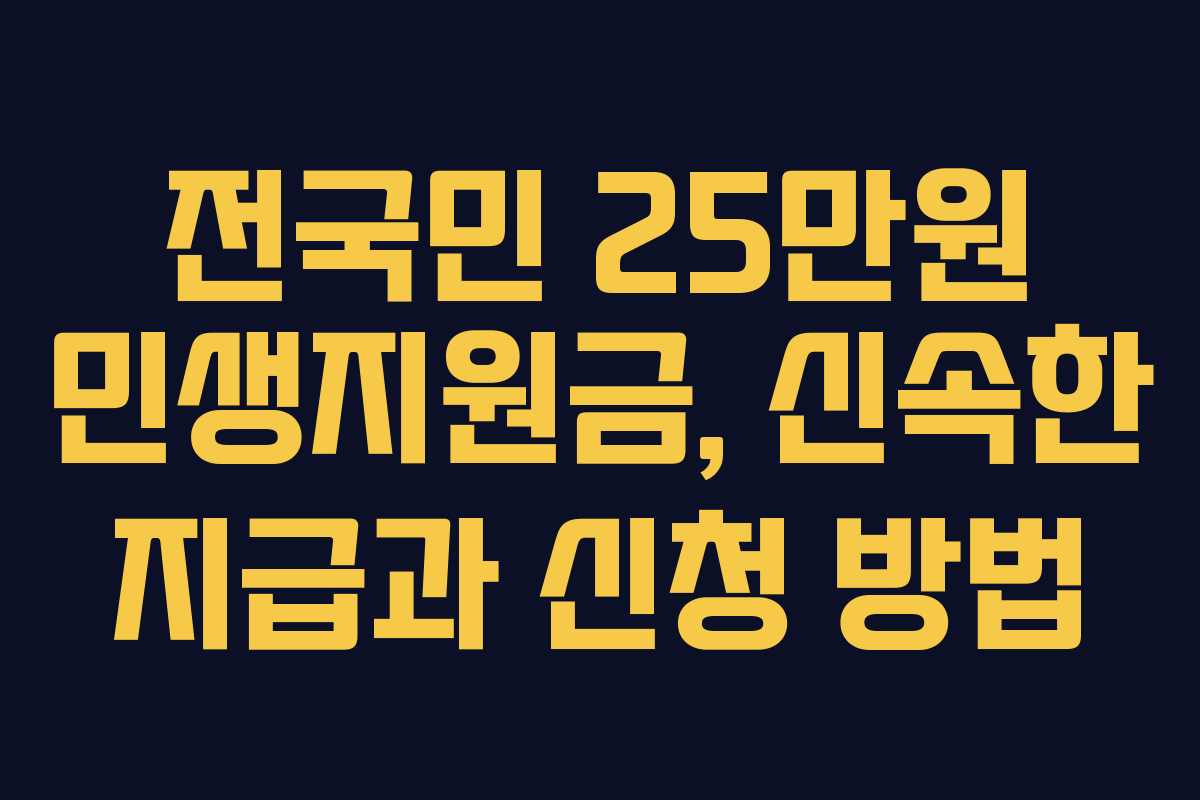 전국민 25만원 민생지원금, 신속한 지급과 신청 방법