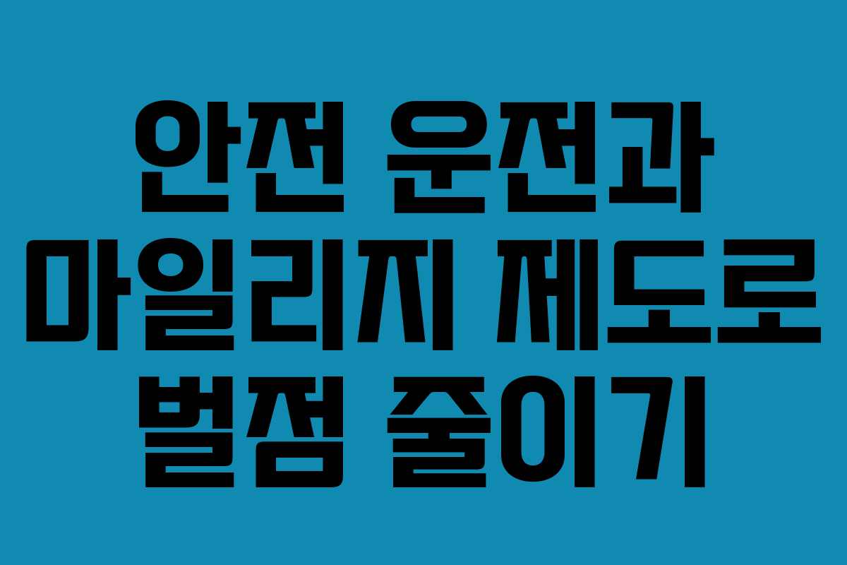 안전 운전과 마일리지 제도로 벌점 줄이기 안전 운전과 마일리지 제도로 벌점 줄이기