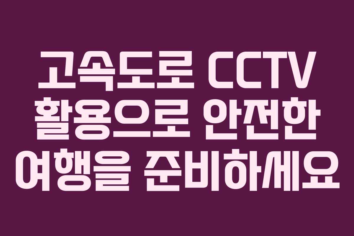고속도로 CCTV 활용으로 안전한 여행을 준비하세요 고속도로 CCTV 활용으로 안전한 여행을 준비하세요