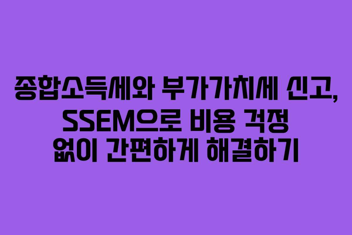 종합소득세와 부가가치세 신고, SSEM으로 비용 걱정 없이 간편하게 해결하기