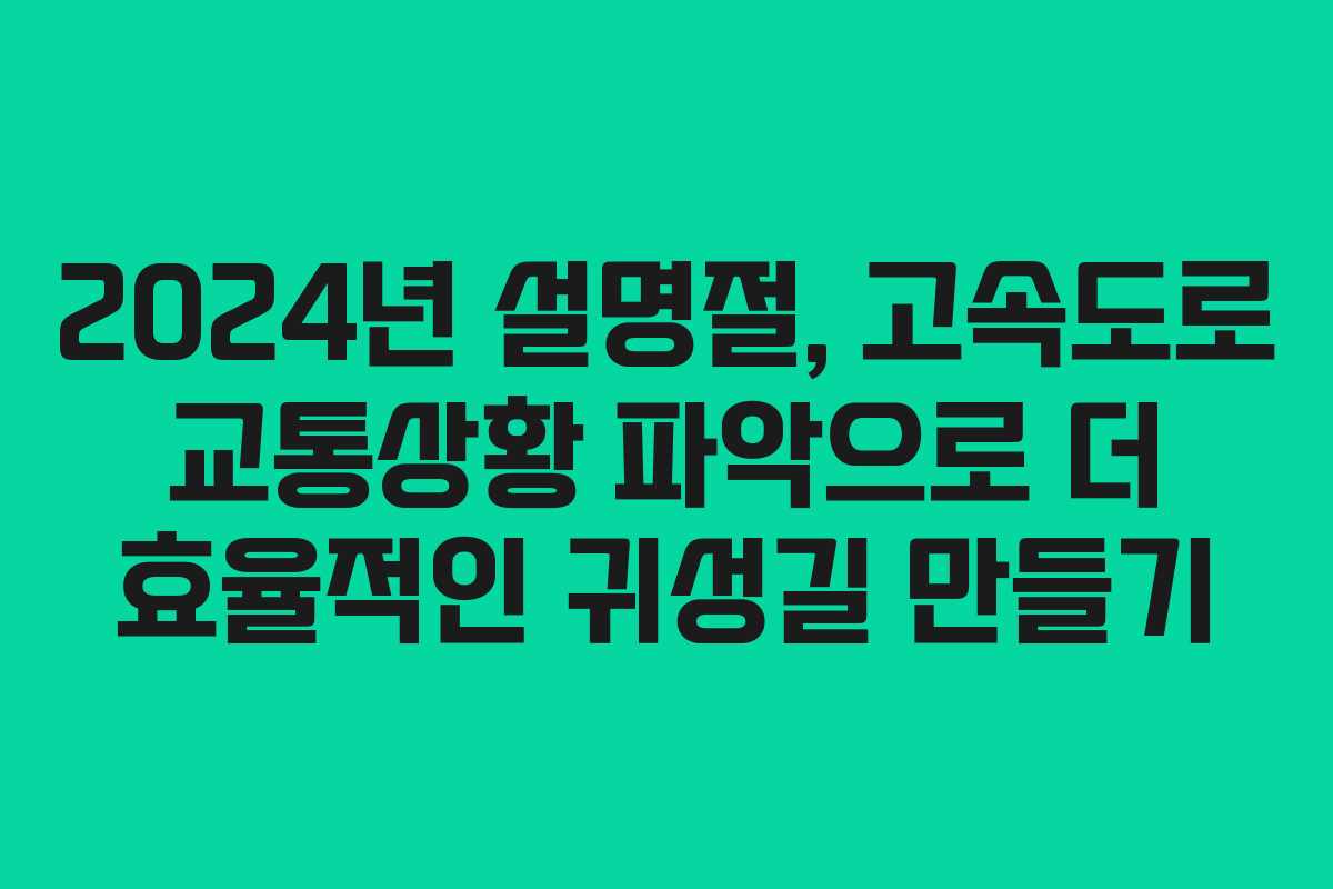 2024년 설명절, 고속도로 교통상황 파악으로 더 효율적인 귀성길 만들기