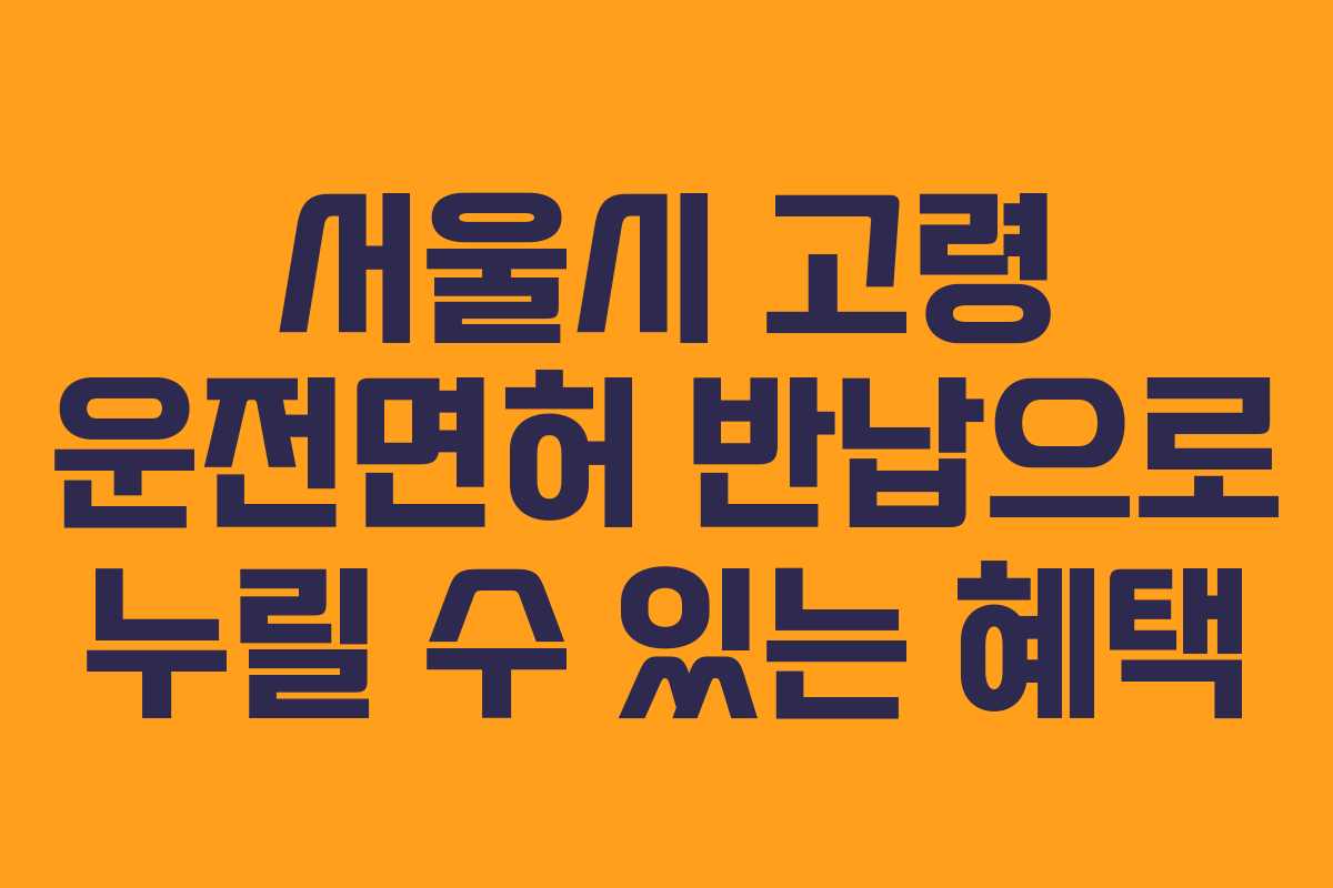 서울시 고령 운전면허 반납으로 누릴 수 있는 혜택