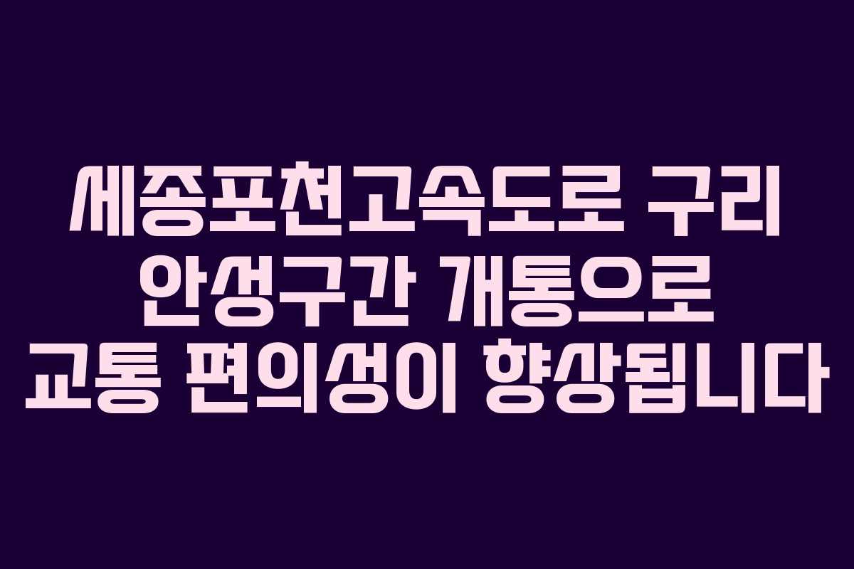 세종포천고속도로 구리 안성구간 개통으로 교통 편의성이 향상됩니다 세종포천고속도로 구리 안성구간 개통으로 교통 편의성이 향상됩니다