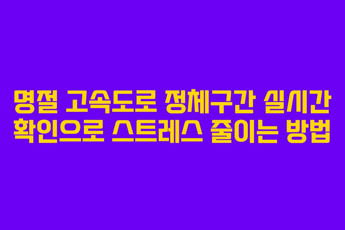 명절 고속도로 정체구간 실시간 확인으로 스트레스 줄이는 방법