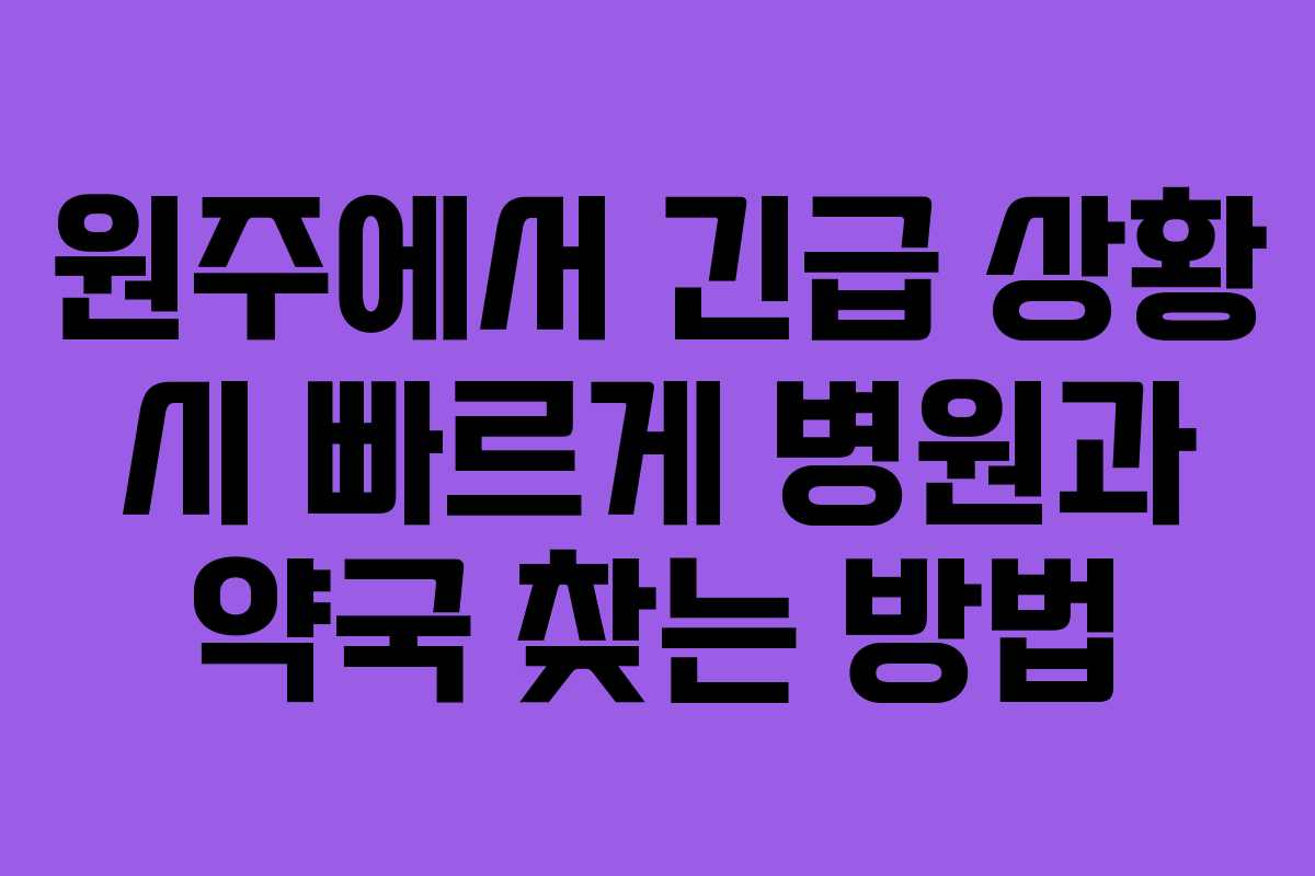 원주에서 긴급 상황 시 빠르게 병원과 약국 찾는 방법 원주에서 긴급 상황 시 빠르게 병원과 약국 찾는 방법