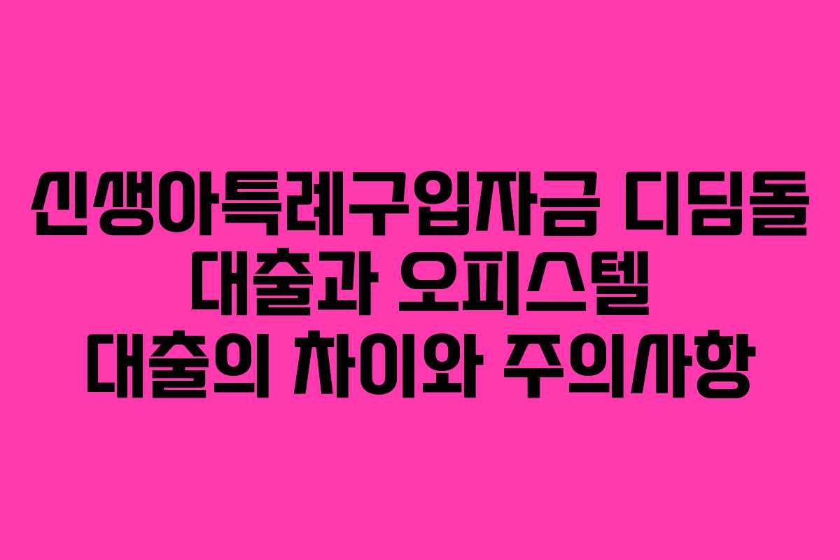 신생아특례구입자금 디딤돌 대출과 오피스텔 대출의 차이와 주의사항