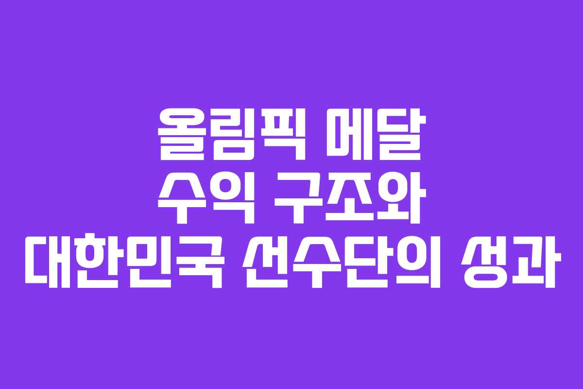 올림픽 메달 수익 구조와 대한민국 선수단의 성과 올림픽 메달 수익 구조와 대한민국 선수단의 성과