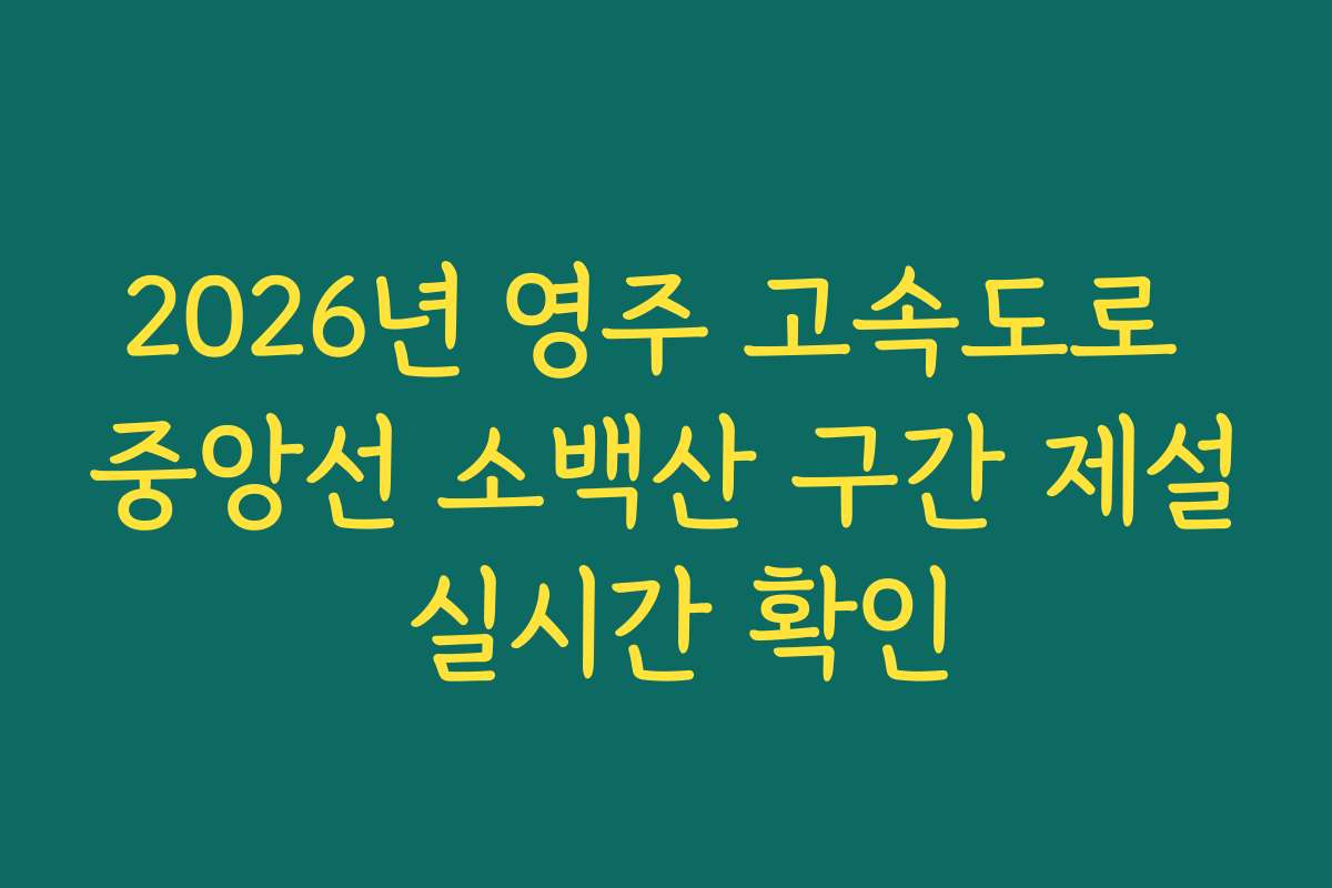 2026년 영주 고속도로 중앙선 소백산 구간 제설 실시간 확인