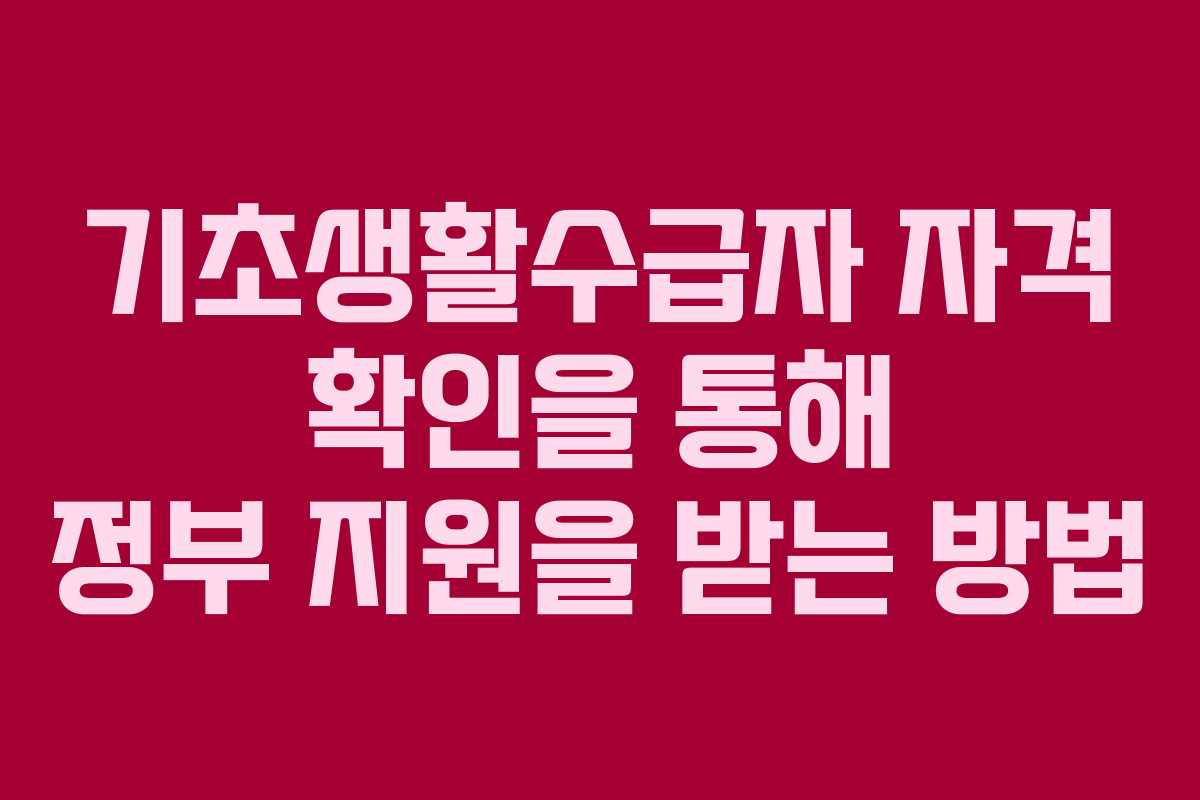 기초생활수급자 자격 확인을 통해 정부 지원을 받는 방법